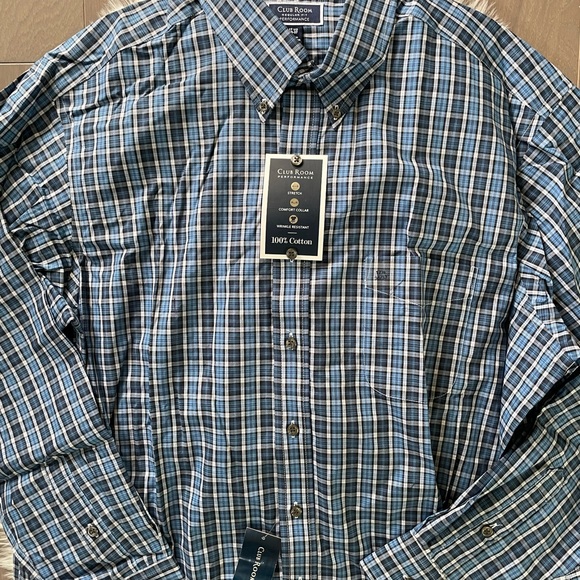 Club Room Mens Plaid Regular Fit Button-Down Shirt - Picture 4 of 7